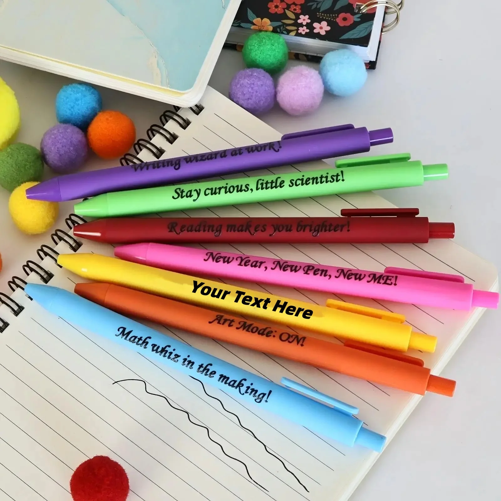 

1 шт. Персонализированные шариковые ручки с именами и текстом, выдвижные, цветные, с лазерной гравировкой логотипов, подарок для друга, оптом