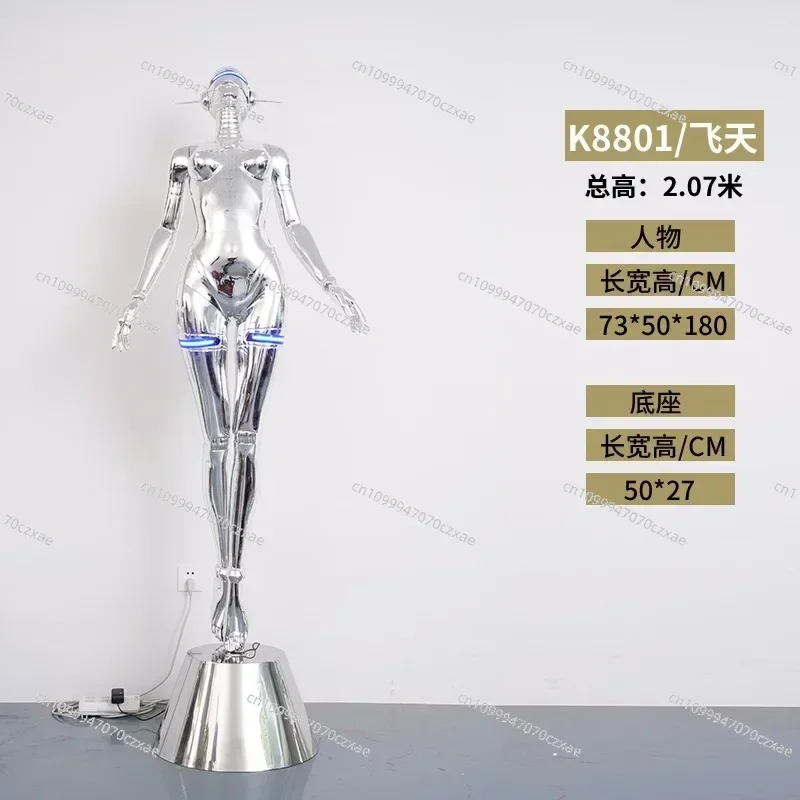Trendy Mechanical Female Sculpture, Large Technological Character Ornaments