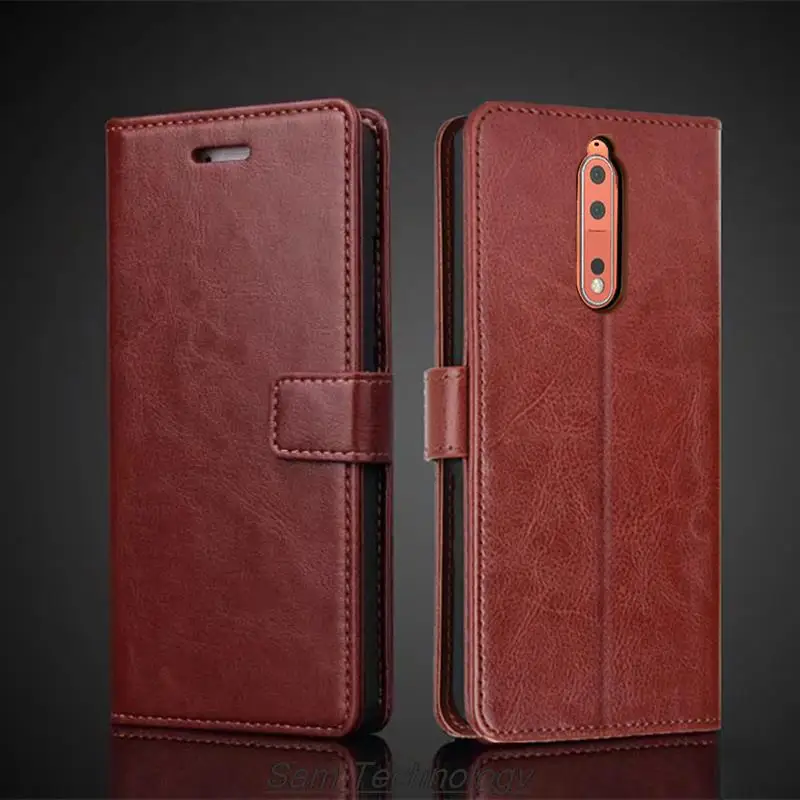 Card Holder Cover Leather Case for Nokia 8 Nokia8 Pu Leather Flip Cover Retro Wallet Phone Case for Nokia8 Business Fundas Coque