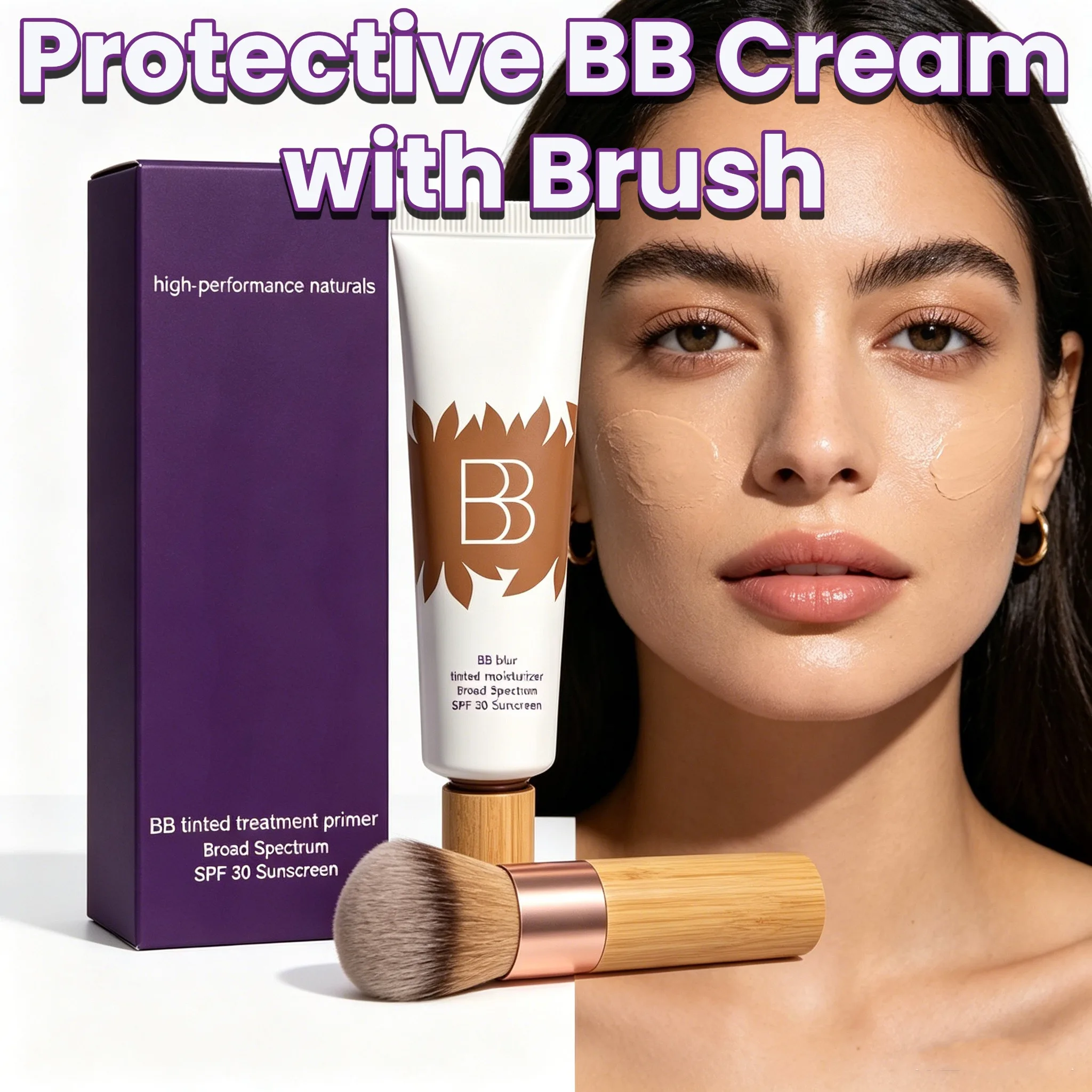 BB Cream Set Concealer Primer Non Fake White Soft Moisturizing Makeup Isolation Cream Long Lasting Concealer Non Sticky Powder