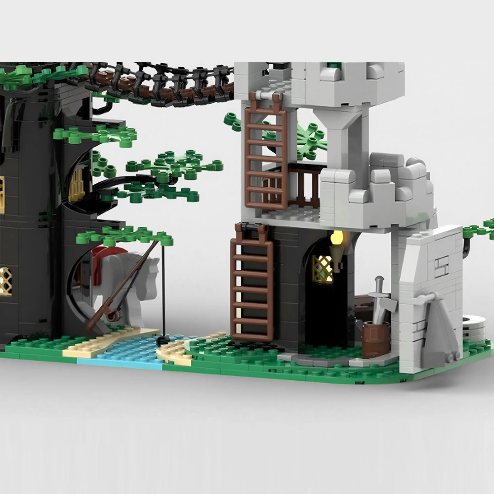 New MOC Medieval Castle Model Building Blocks Forest Crossroads Modular Technology Boy Gift Assembly Children's Toy Set 564PCS