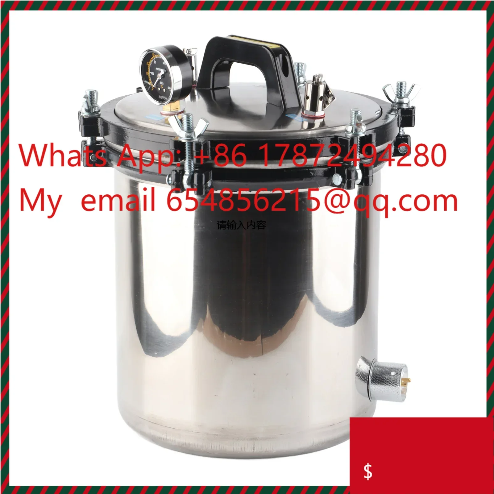 

Паровой автоклав 18 л Паровой автоклав Портативный высокотемпературный горшок под давлением Машина из нержавеющей стали 18 л Нержавеющая сталь Au