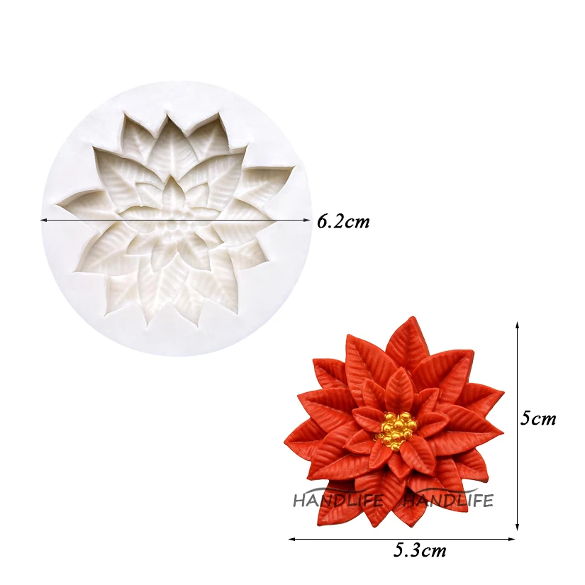 Weihnachtsstern Weihnachten Blume Silikon Sugarcraft Form Harz Werkzeuge Cupcake Backform Fondant Kuchen Dekorieren Werkzeuge – Detail 8