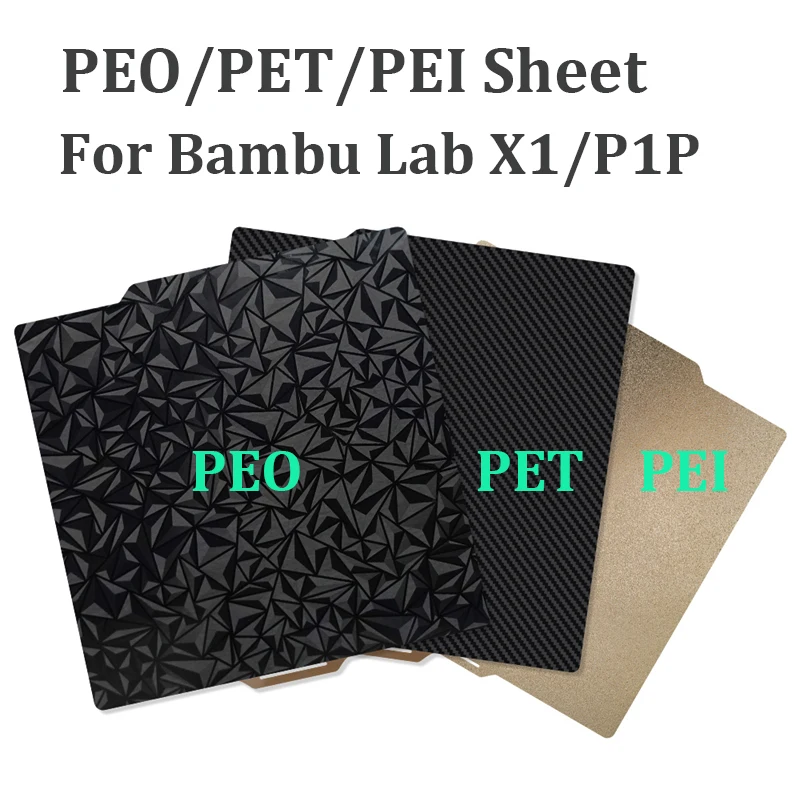 

257x257mm PEO PET PEI Spring Steel Sheet For Bambu Lab X1/P1P 3D Printer Heated Bed Double Sides Printing PEI Build Plate