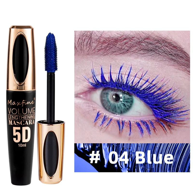 Colorful 5D Volume Mascara Lasting Styling Waterproof Quick Dry Blue Purple Curling Lengthen Long Eyelash Silk Extension Cream