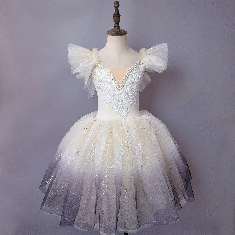 Blaues Ballett-Auftritts-Tutu-Kleid Mädchen Tanzkleidung Outfit Kinder Bühnenkleidung Modische Ballettkleider Prinzessin Vestido Kinder – Detail 7