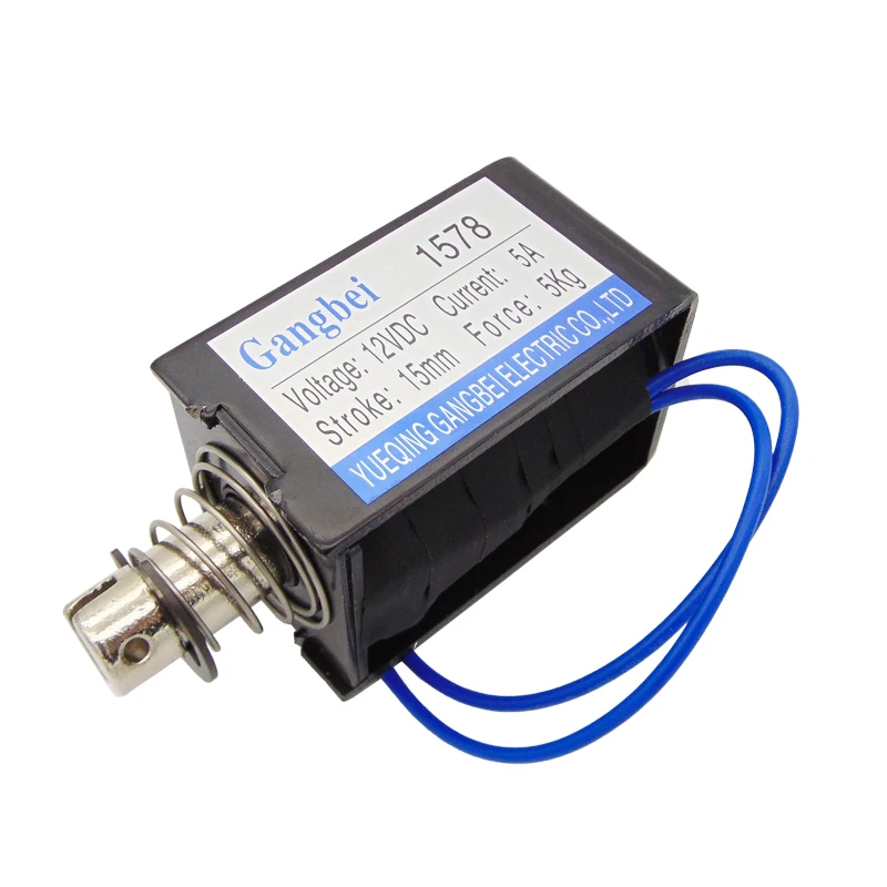 gangbei 1578 Wholesale DC12V 24V 5A Force 5Kg travel 15mm Pull Type Linear Solenoid Electromagnet