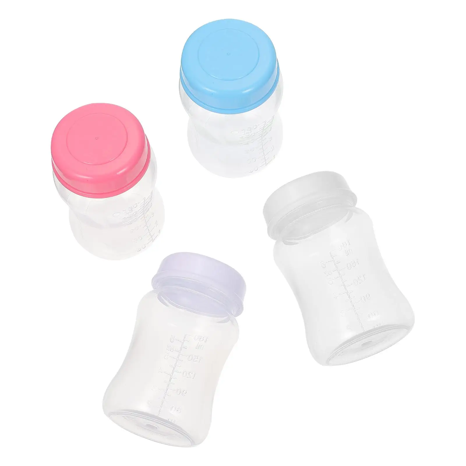 

4 Pcs Breast Milk Storage Bottle Wide Neck PP Leak Proof Travel Pump Compatible Easy Clean Stable Base Transparent Baby