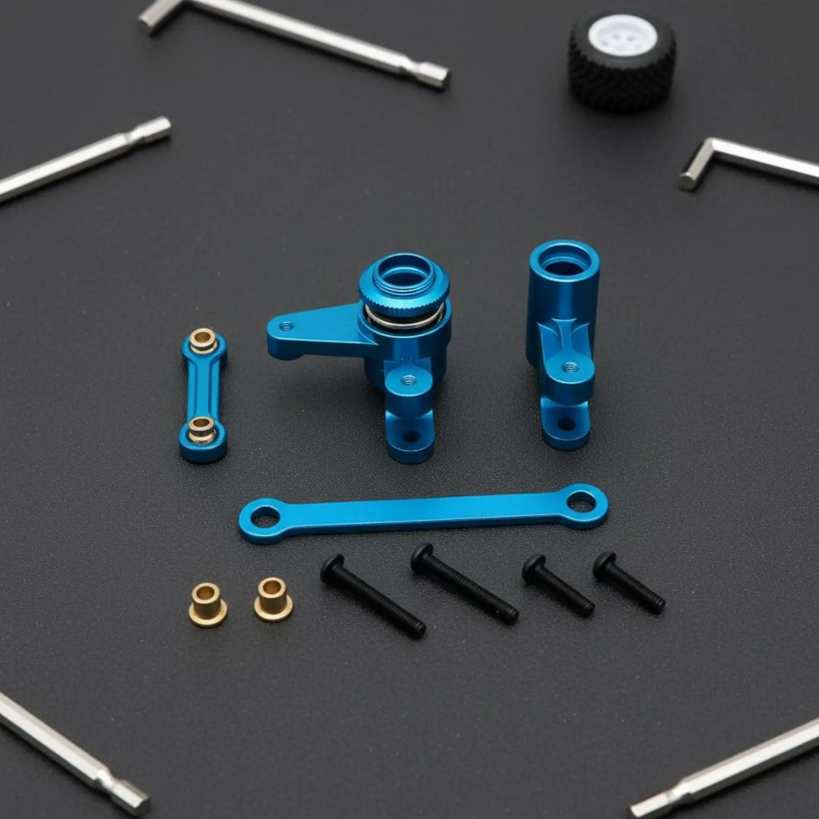 

Комплект рулевого управления для моделей автомобилей масштаба 1/12: алюминиевые рулевые тяги с анодированным покрытием, сервопривод, долговечный.