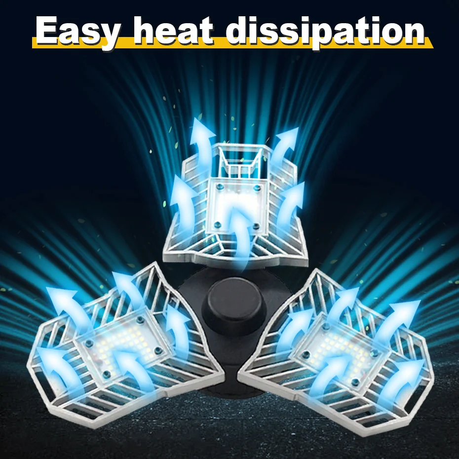 60W LED Garage Light E27 Deformable Lamp 6000LM Super Bright Foldable Bulb 110V 220V For Workshop Warehouse Factory  Lighting