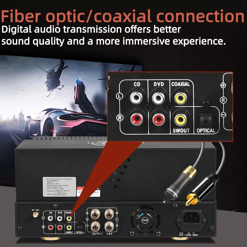 Multifunctional HIFI Audio Home TB High-power Triode Bass Vacuum Tube Amplifier With Coaxial Fiber Audio System