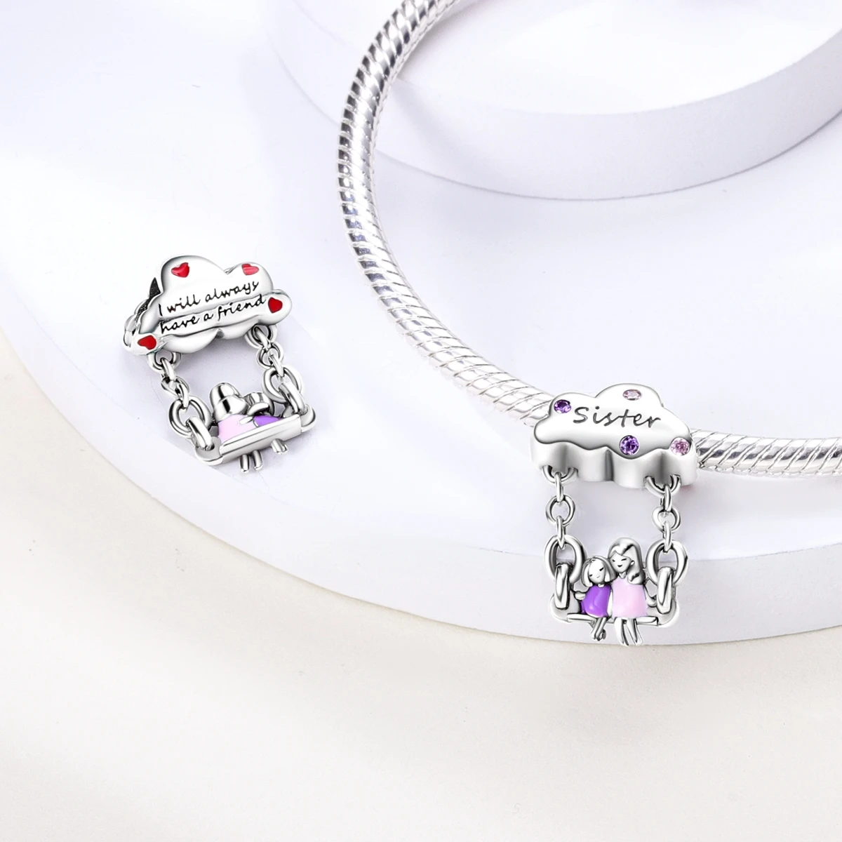 LAZA 1PC Silver Plated Cat Sister Luminous Star Charms Fit Bracelet DIY For Woman Fashion Jewelry image 5