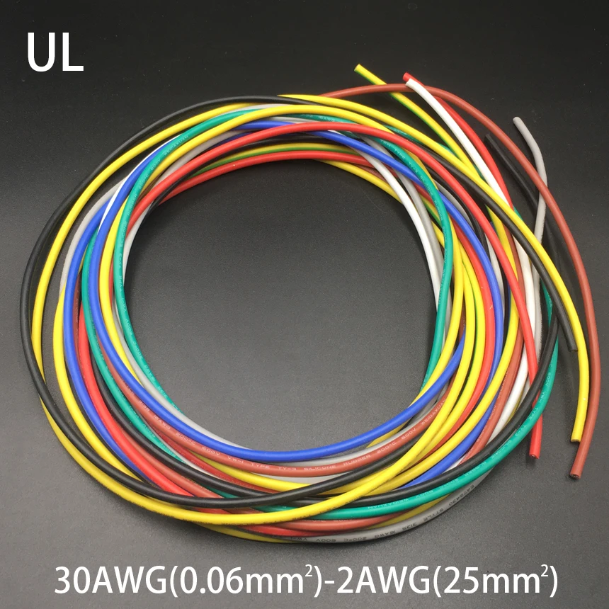 14AWG 2.07mm2 600V 200C 0.08mm UL Wrapping Tinned Copper Silicone Rubber Insulation LED OK SR Stranded Braid Wire Cable Cord