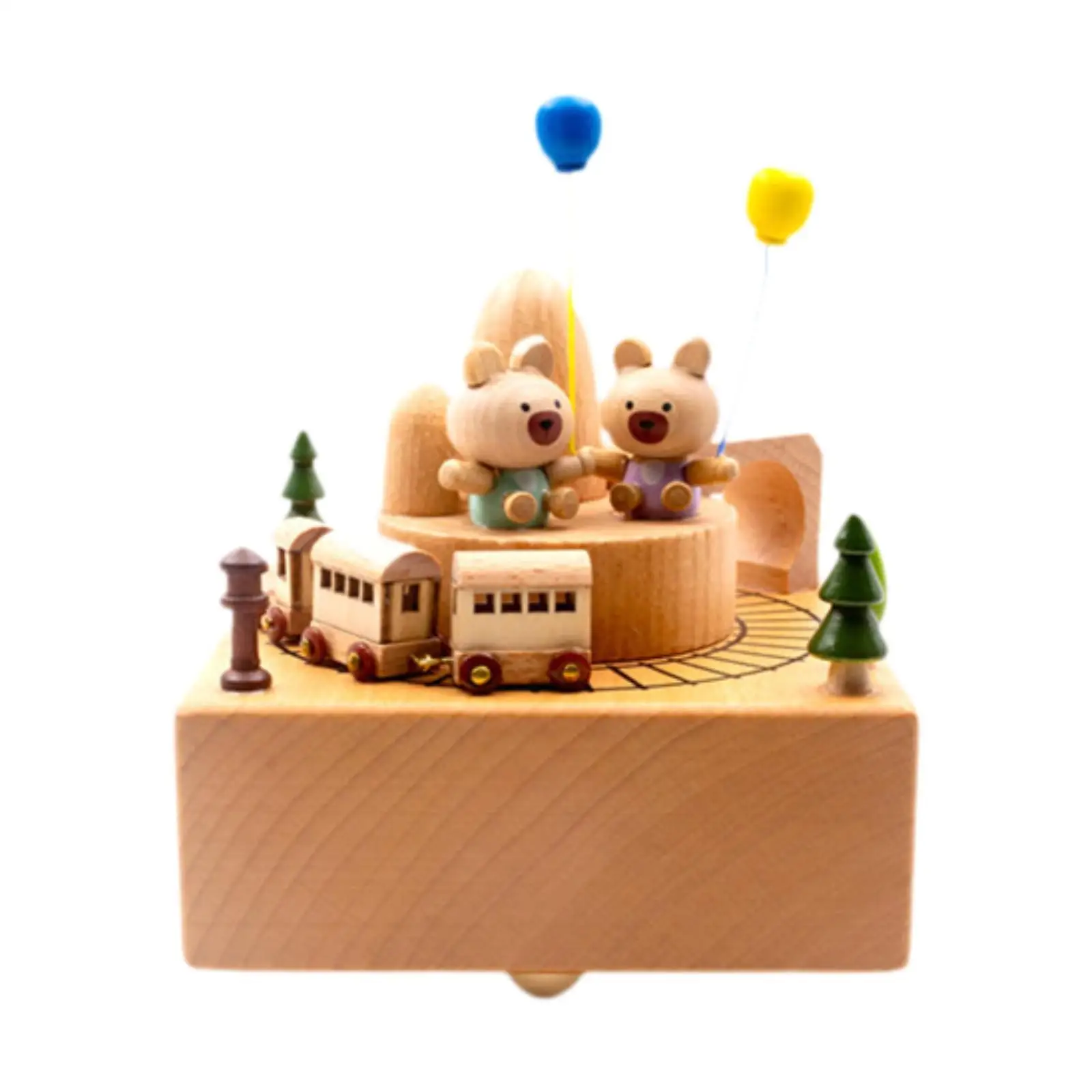 Wood Musical Box Birthday Gift Figurine Tabletop Ornament Home Decor Accessories for Office Fireplace Bedroom Home Festivals