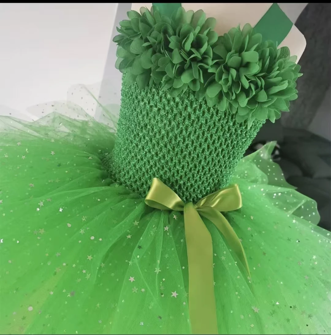 فستان توتو أصفر لامع للفتيات فستان جنية على شكل زهرة للأطفال مع جناح فراشة مجموعة أزياء حفلات الأطفال فساتين النجوم المتلألئة