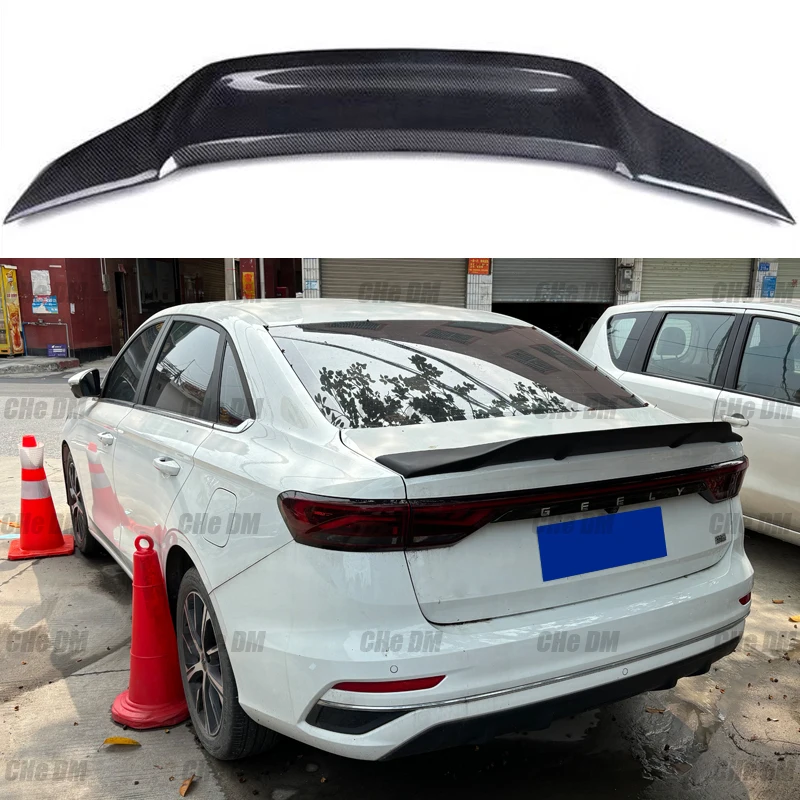 For 2022 2023 2024 Geely Emperor Hao Proton S70 EC7 Spoiler Gloss Black/Forged Carbon Fiber Rear Trunk Lip R GT Spoiler Wing Car