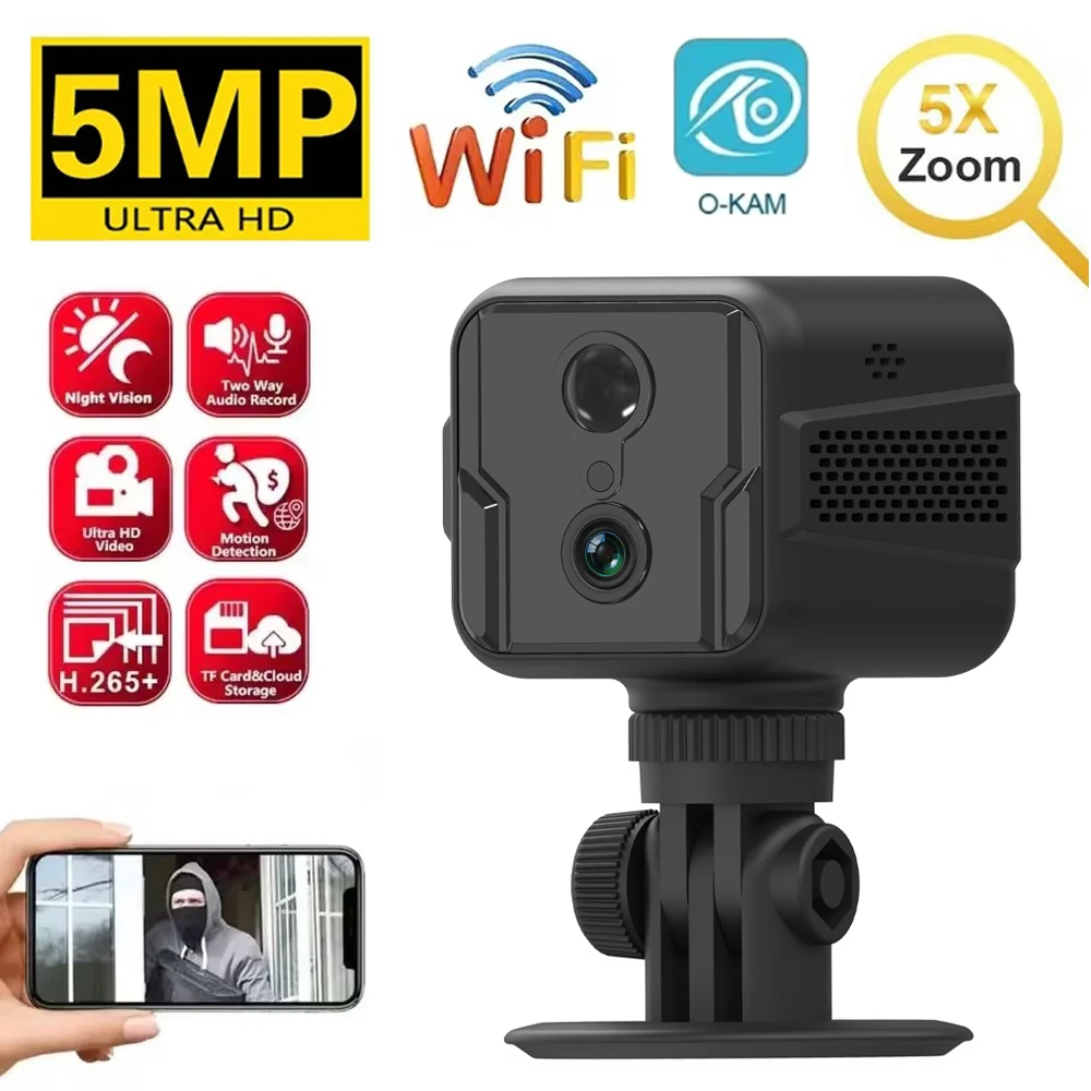 

Mini 4G Security Camera SIM Card or Wifi 5MP Survalance IP Camera 3000 mAh Big Battery Low Power Voice Intercom CCTV Camera