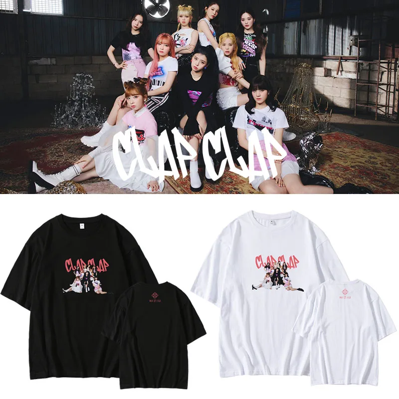 NiziU Concert Album CLAP CLAP Camiseta holgada de manga corta con cuello redondo, camiseta básica de algodón puro, diseño sen...