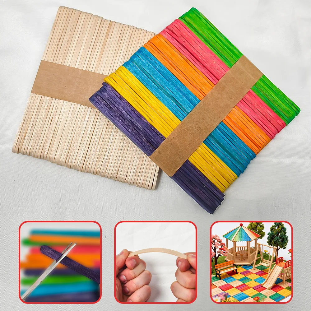 ไม้แท่งสำหรับงาน DIY 50/100 ชิ้น วัสดุก่อสร้างบ้านจำลอง ไม้ธรรมชาติ สำหรับงานฝีมือและเครื่องมือคนผสม