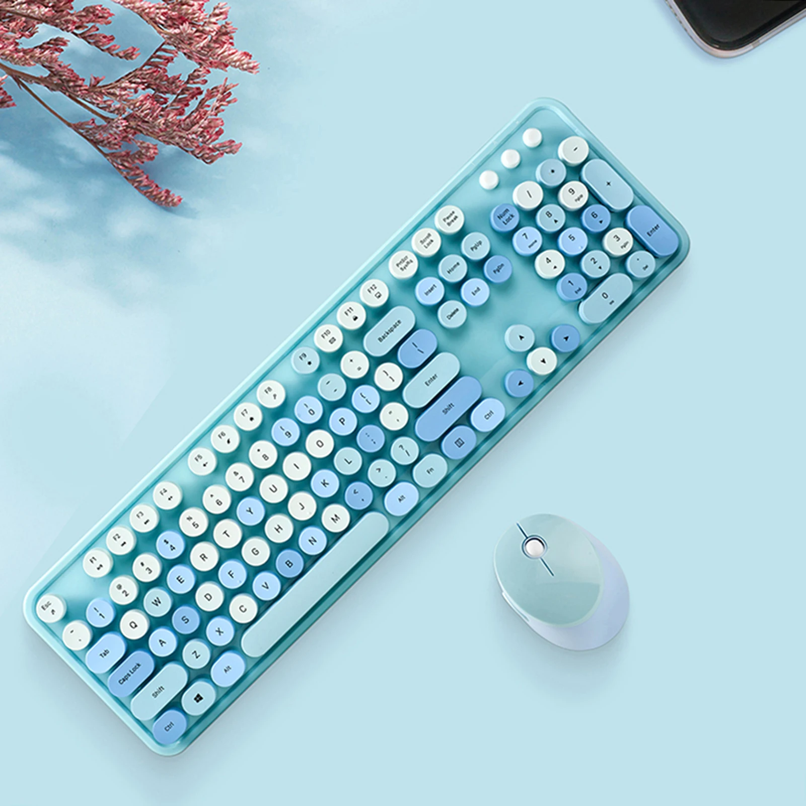 

Беспроводной комплект клавиатуры и мыши Mofii Sweet Cute 2.4G, полноразмерный, 104 клавиши, ретро-дизайн, круглые клавиши в стиле пишущей машинки, эргономичный, для ПК и ноутбуков