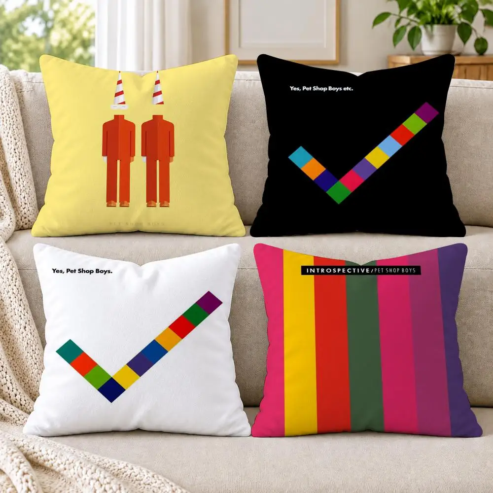P-Pet S-Shop Boys Cushion Cover Short Plush Double-Sided Printing Sofa Bedroom Pillow Case Aesthetic Home Decor