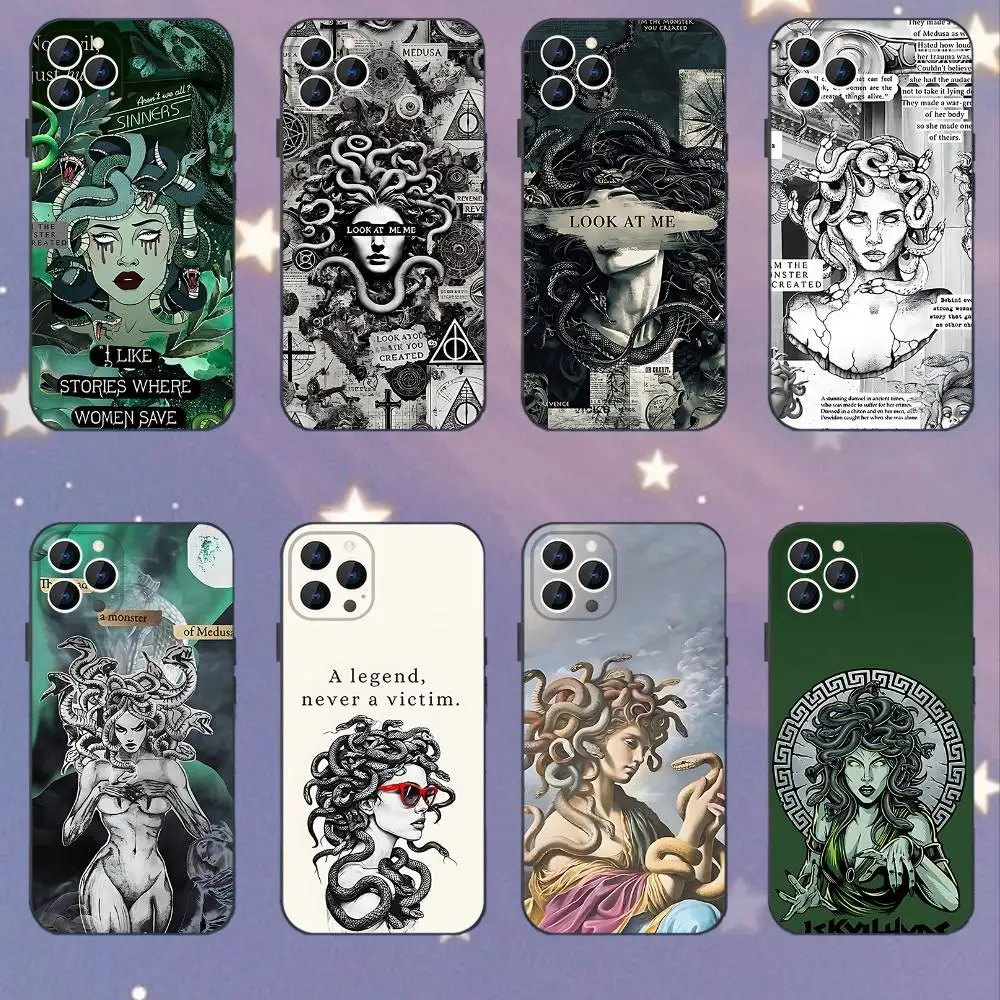 

Medusa Greek Mythology SNAKE hair Phone Case For iPhone 17,16,15,14,13,12,11,Pro,XS,Max,XR,Plus,E,SE4,Mini Black Soft Cover