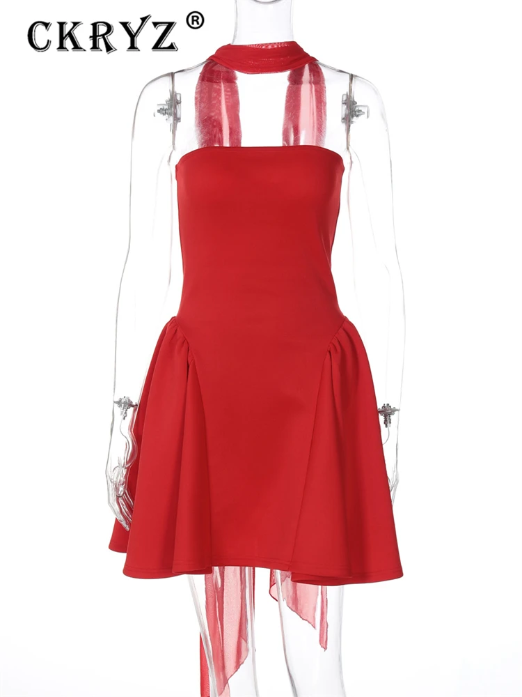 فستان نسائي صيفي أنيق للحفلات المسائية بدون أكمام بدون ظهر فستان قصير للنوادي ملابس عصرية جديدة للسيدات