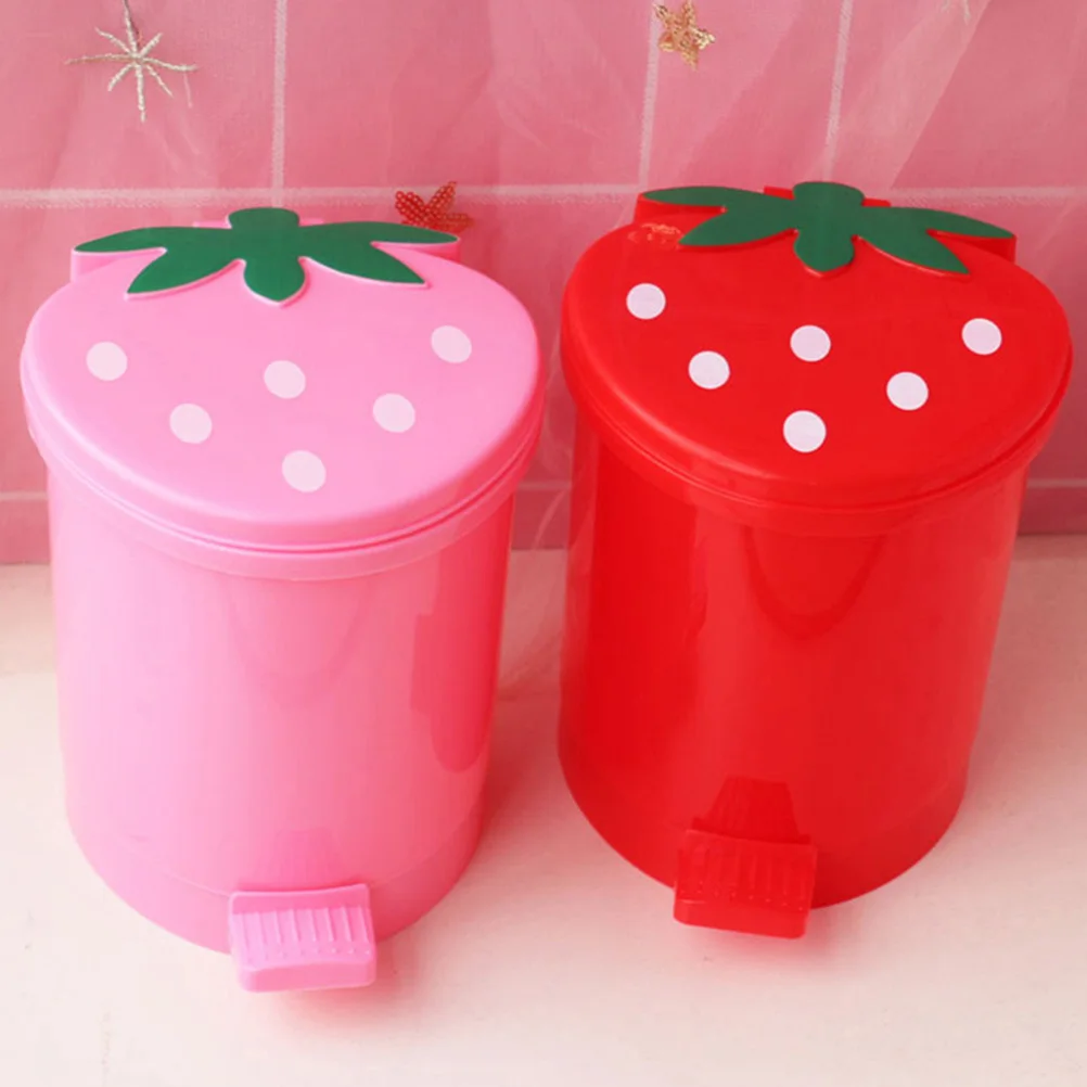 

2Pcs Heart-Shaped Garbage Cans Small Multi-Functional Desktop Trash Bins with Cover Household Office Storage Organizer