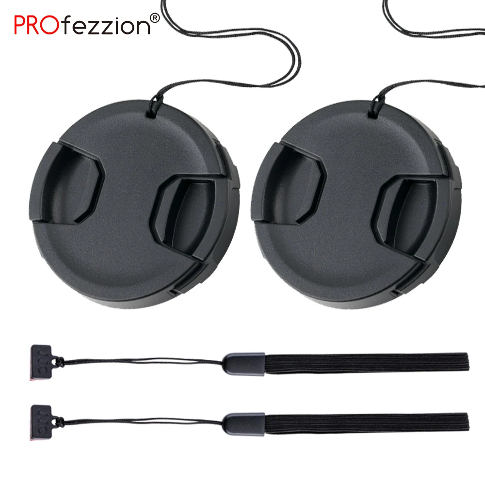 2 Pack 52Mm Universele Lens Covers Black Center Pinch Camera Lens Cap Voor Canon Eos Sony Nikon D3000 D3300 d5000 D5300 D5500