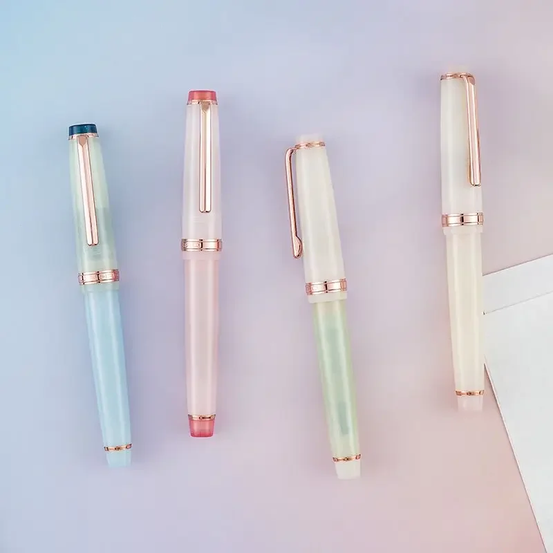 New Jinhao 82 Macaron Sakura Fountain Pen Limited Edition Red Gold Trim Acrylic EF F M Nib With Converter Unique Writing Gift Pe
