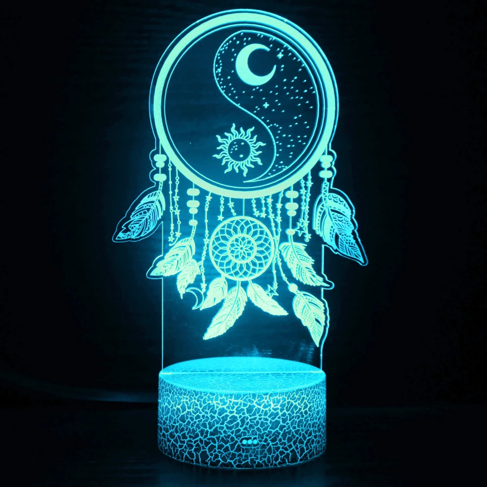 Nighdn-3D Ilusão Lâmpada LED, Night Light, Dream Catcher, 7 Color Changing, Decoração Do Quarto, Aniversário, Presente de Natal para Crianças, Mulheres