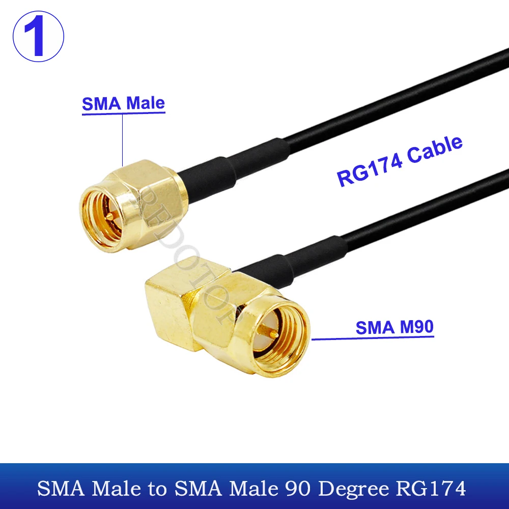 RG174 SMA Type to SMA Male/Female 90 Degree Connector WiFi Antenna Extension RF Coaxial Cable Pigtail for Wireless LAN Router