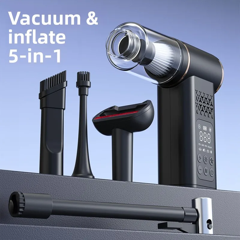 Car Portable Vacuum Cleaner Air Pump Measurement Tire Pressure Wireless Car Household Large Suction