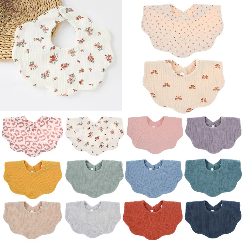 1pc Solid Colour Baby Bib Soft Pure Cotton Newborn Burp Cloth Infants Saliva Towel Feeding Bib Baby Apron Bandana Baby Item