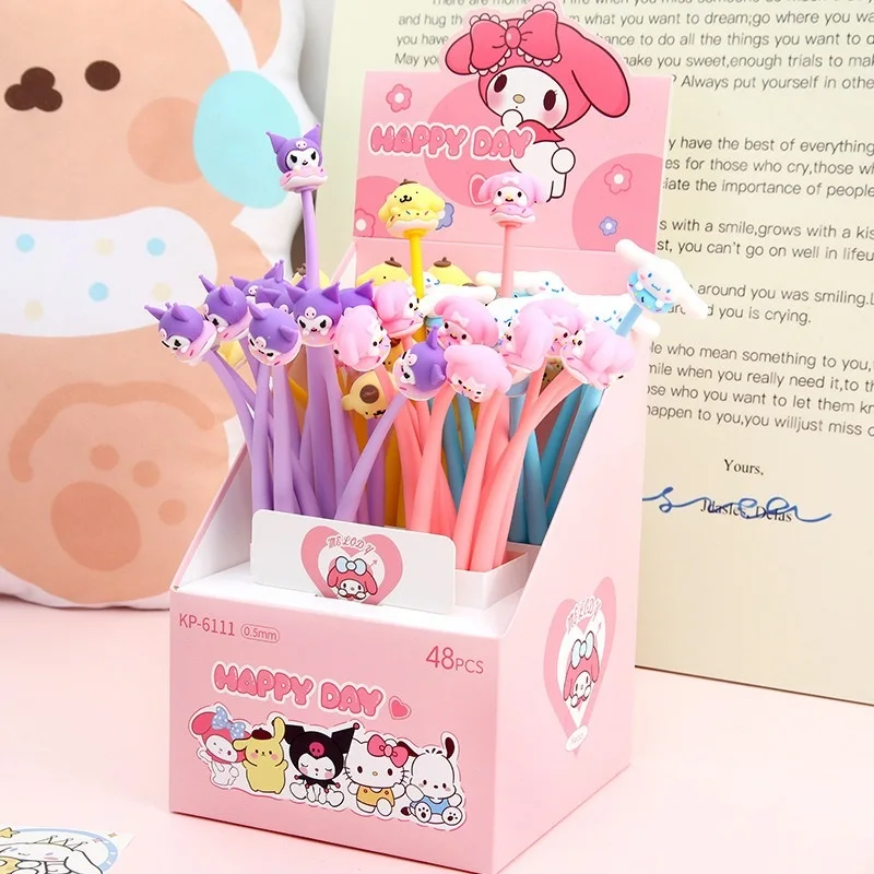 

1pcs Sanrio Shake 0.5 Gel Pen Anime Cute Hello Kitty Kuromi Silicone Shake Pen Student Stationery Office Signature Pen Gift