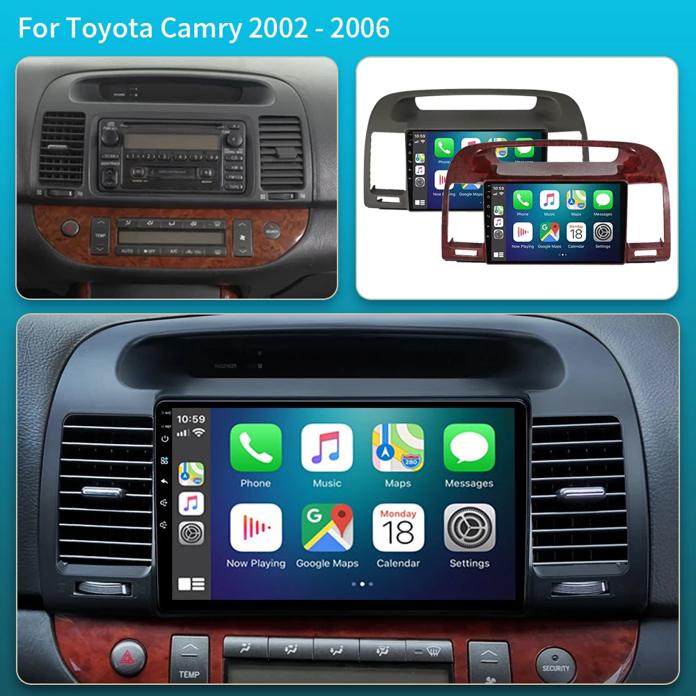 Android 16 Carplay Car Radio For Toyota Camry 5 2002 2003 2004 2005 2006 Multimedia Video Player GPS Navigation 2 Din DVD Stereo