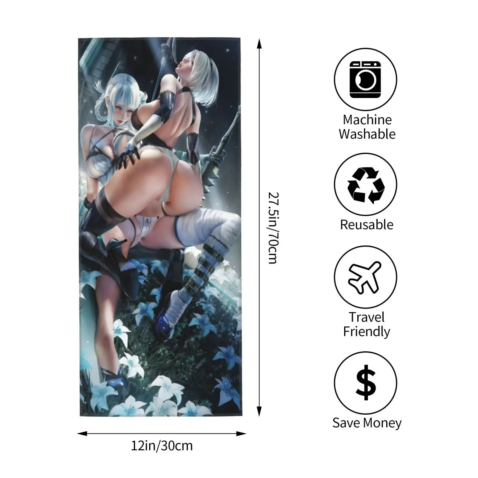 Hentai Anime Sexy Girl Towel 3D Final Fantasy 7 Tifa Genshin Impact Face Washcloth Nier Automata 2B Microfiber Soft Bath Towels