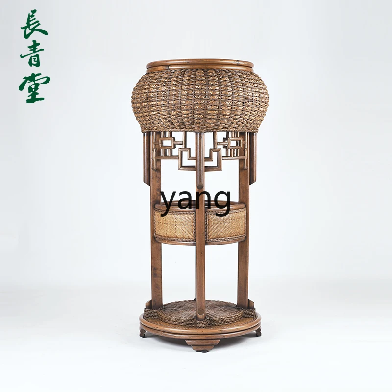 LTT Teng braided flower stand rattan floor-to-ceiling balcony flower pot stand indoor living room multi-layer