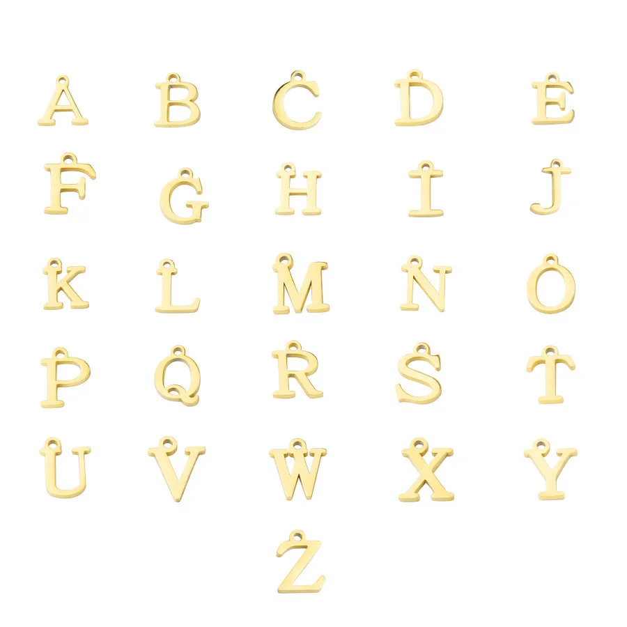 26 teile/los 11*12mm Edelstahl Spiegel politur A-Z Buchstaben Initialen Charms Alphabet Charms für DIY Herstellung Halskette Armbänder