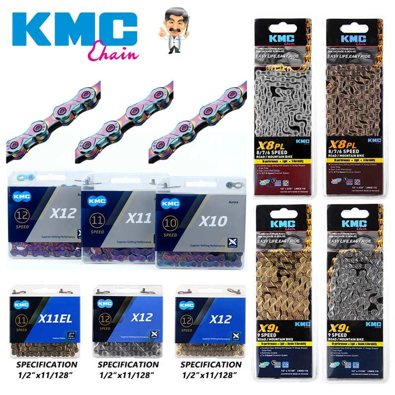 Ultralight Half Empty Heart Chain, Bicycle Parts, KMC Sports, Titanium, Rainbow, Gold, MTB, 8, 9, 10, 11, 12 Speed