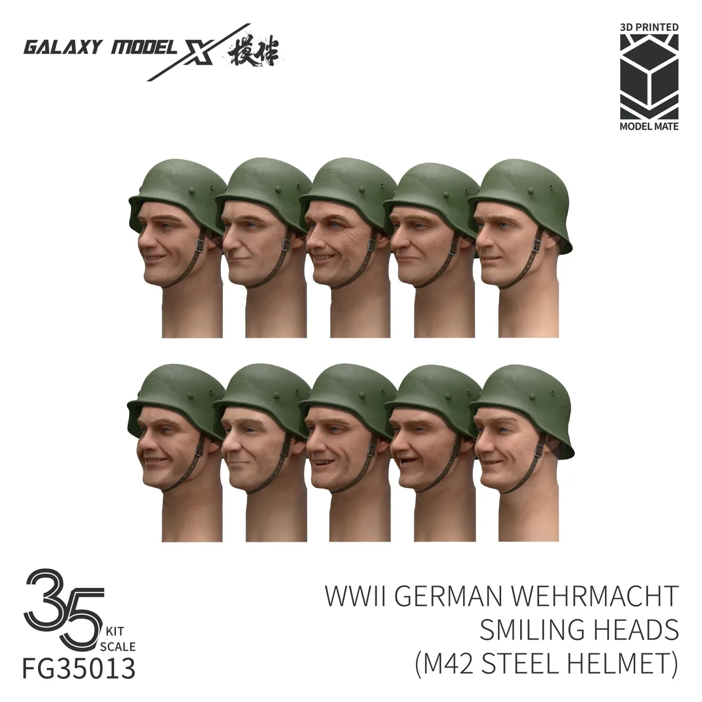 

Galaxy 1/35 German Wehrmacht Smiling Heads (Multi Type) 3D Resin Parts for Military Model Scene Diorama Soldier Heads