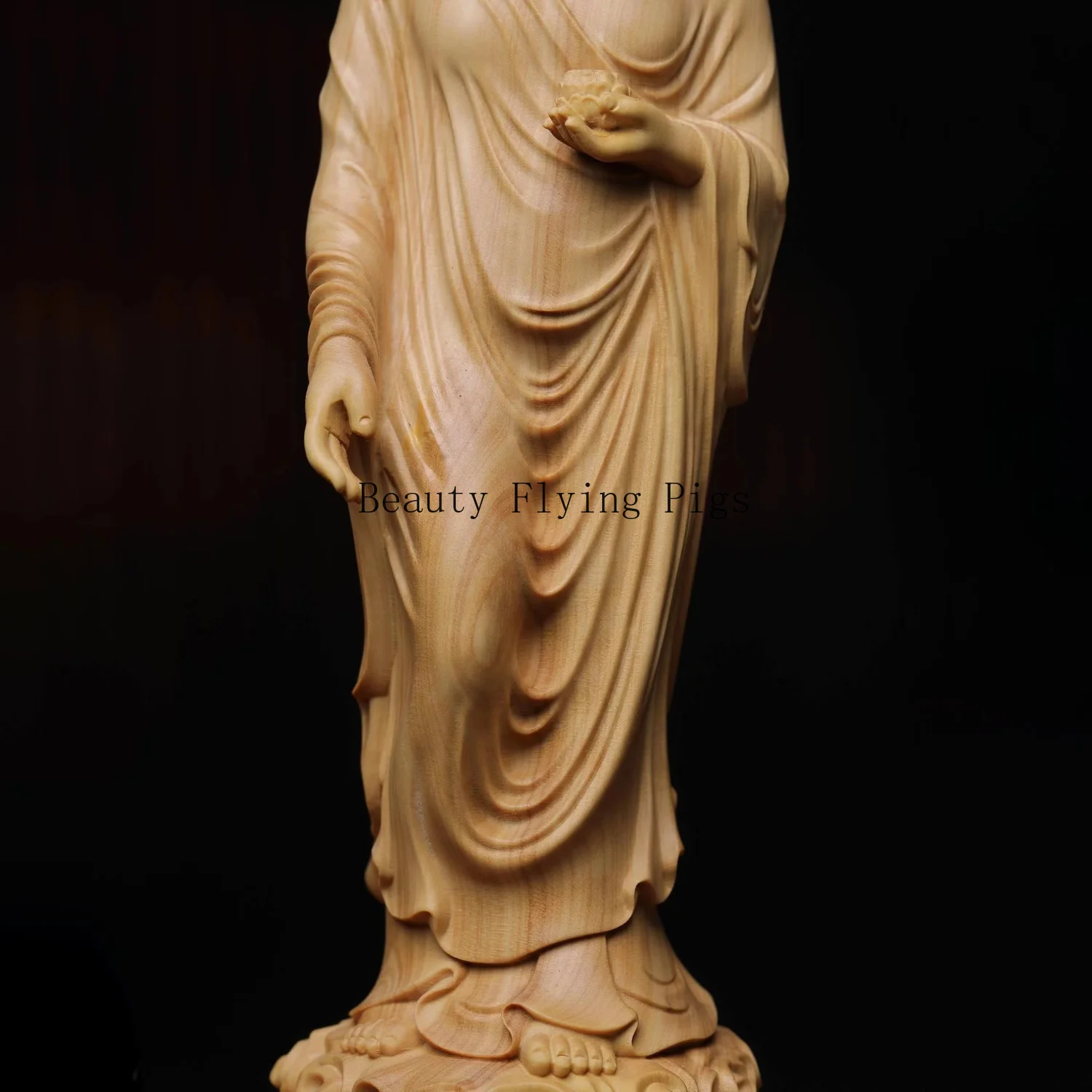 Solid Wood Carving Amitabha Buddha Figurine Room Decor Statue Sculpture Art Crafts Ornament Buddhist Supply Home Decoration - Image 3