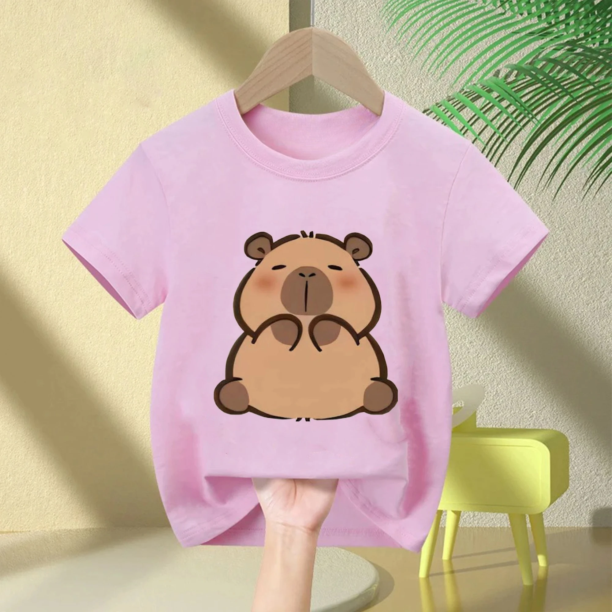 Summer New Trend Capybara Printing Cute Children's Short-Sleeved T-Shirt Cute Comfortable Versatile Boy and Girl T-Shirt