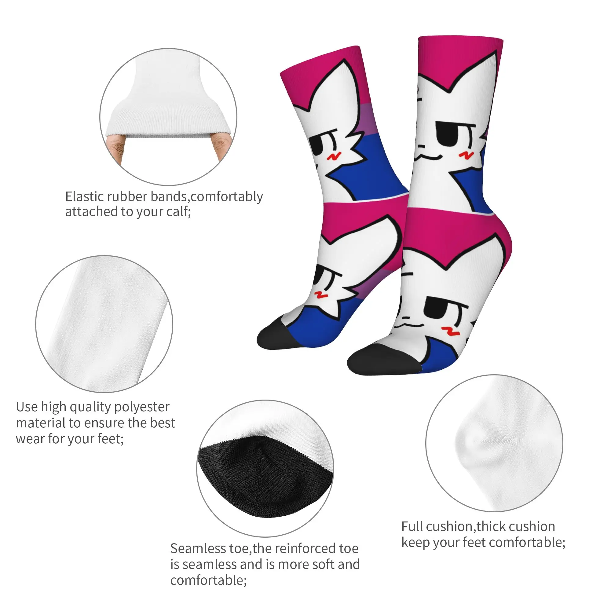 Boykisser Socks Men's Women's Polyester Fashion Cat Socks Novelty Spring Summer Autumn Winter Middle Tube Socks Gift