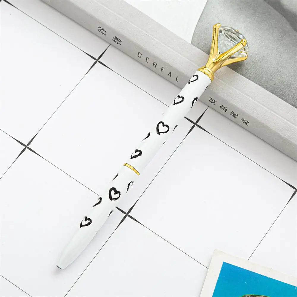 Large Crystal Pen Ballpoint Student Stationery Office Business Gifts 1.0mm Metal Nib Rhinestone Ball Point