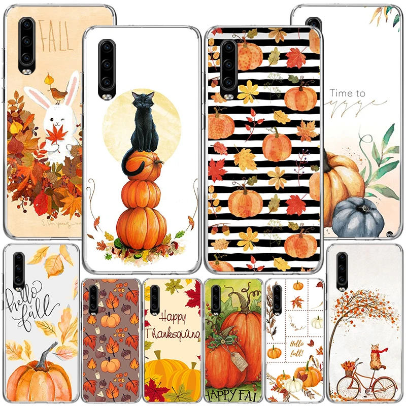 Pumpkin Happy Fall Autumn Phnoe Case for Huawei P30 P40 P20 P10 Lite P50 Mate 20 10 Pro P Smart Z 2019 2021 Unique Cover Coque