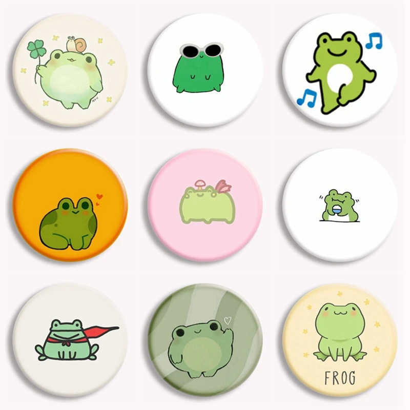 Funny Frog Tinplate Brooch Cute Animal Cartoon Badge Personality Jewelry For Children T-shirt Backpack Badge Gift for Kids 58mm