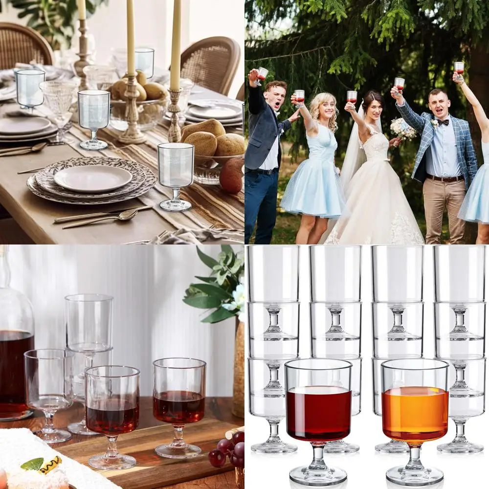 

Многоразовые прозрачные акриловые бокалы для вина 8 унций — оптовая упаковка для свадеб, вечеринок и особых мероприятий