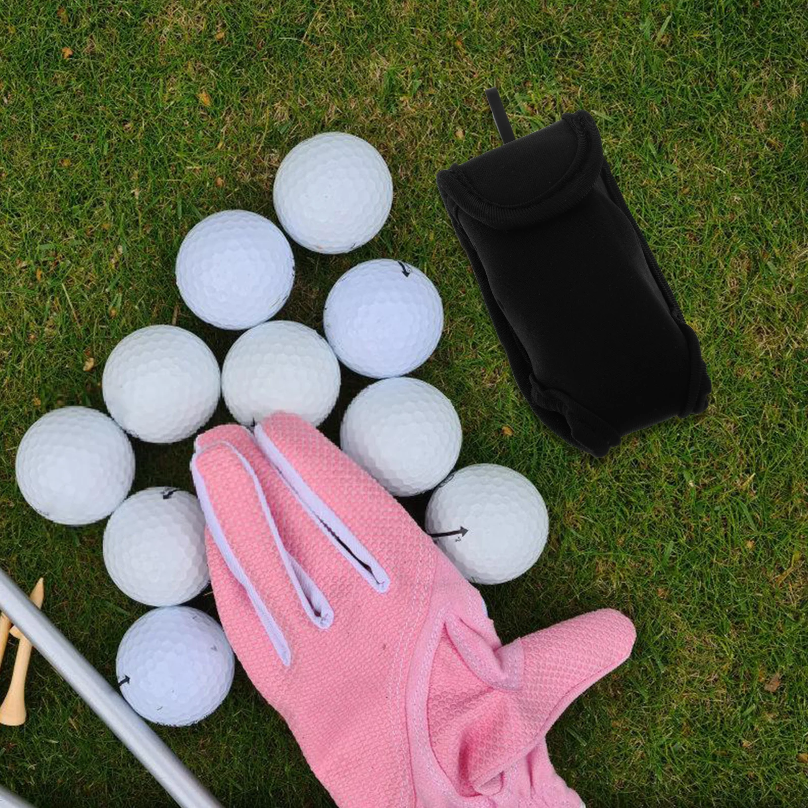 2Pcs Golf Ball Bag Portable Compact Durable Blue Storage Organizer Pouch Waist Holder Travel Carry Case for Golf