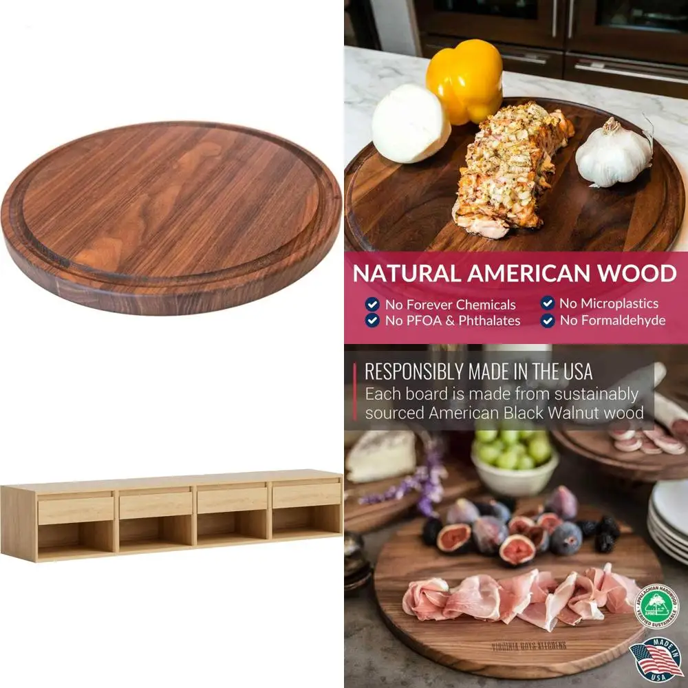 

Устойчивая круглая разделочная доска из твердой древесины, диаметр 10,5, ручная работа в США, орех